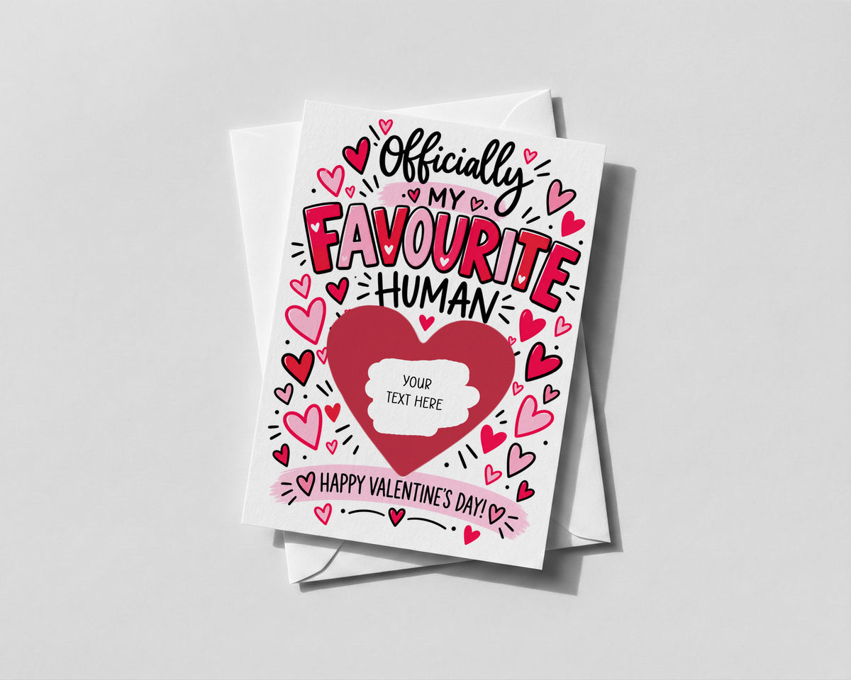 Funny Valentines Scratch Off Card Favourite Human Personalised Romantic Gift
