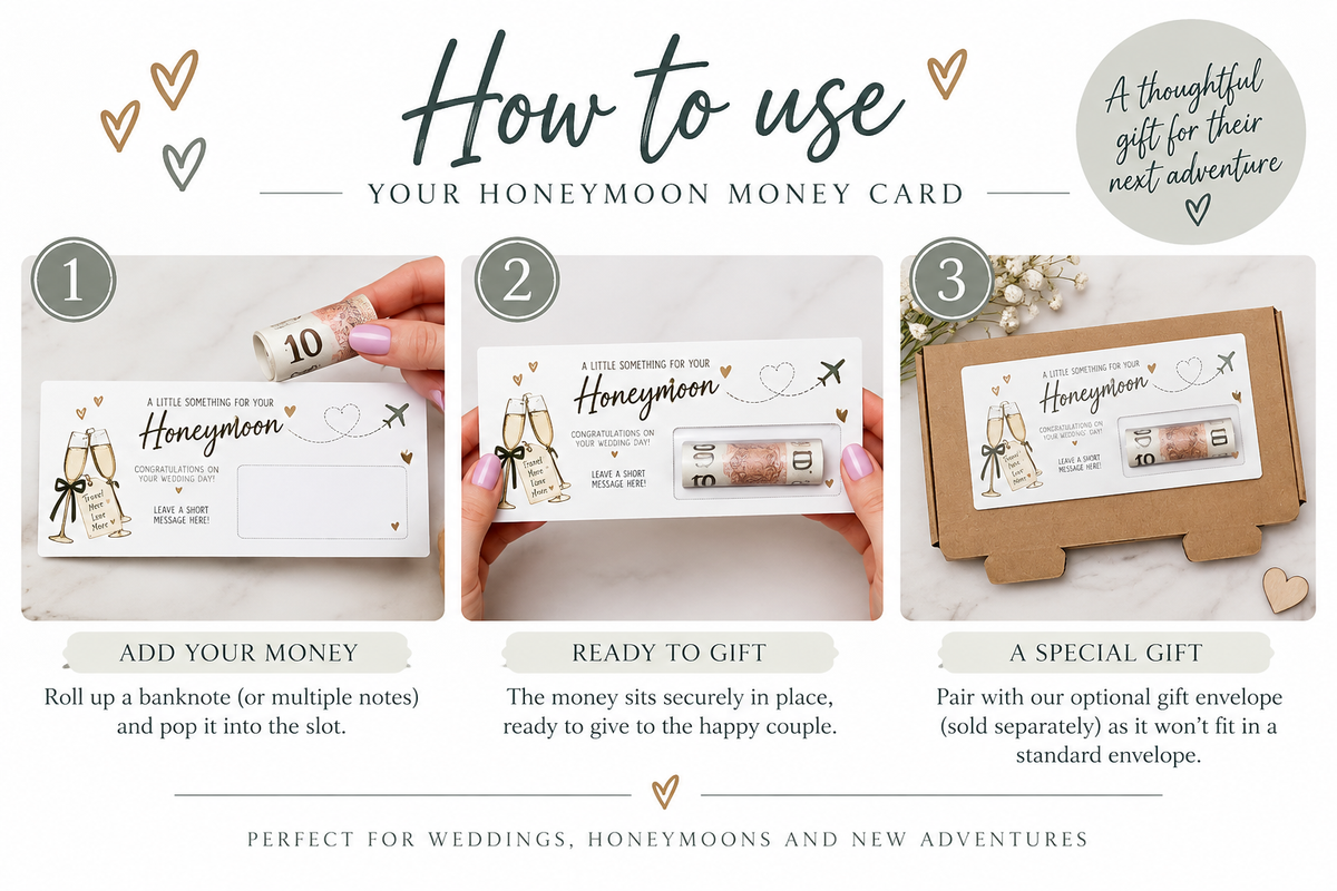 Personalised Wedding Honeymoon Money Holder Card Cash Gift Newlyweds Travel Gift