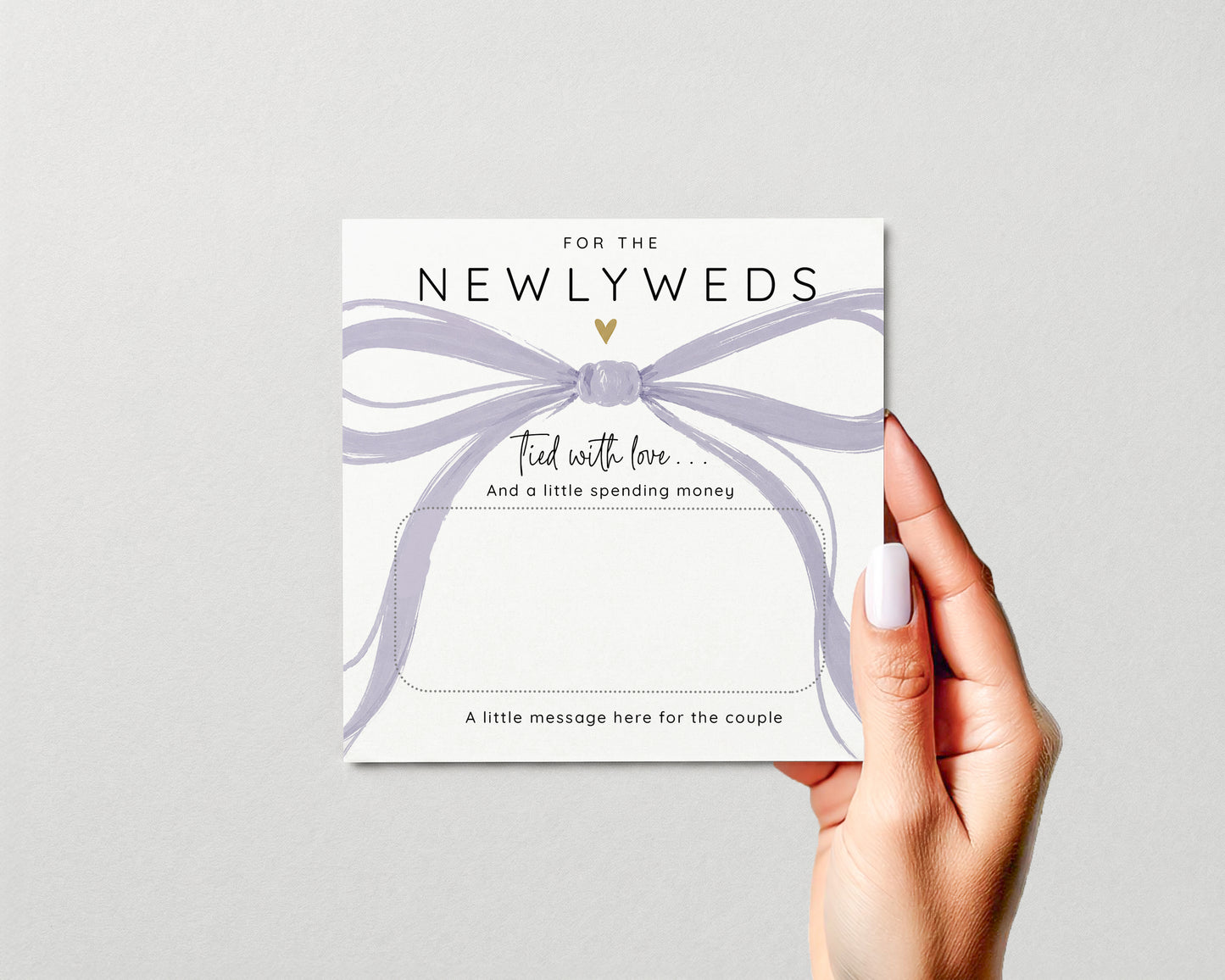 Personalised Wedding Money Holder, Newlywed Cash Gift Card, Modern Bow Couple Keepsake