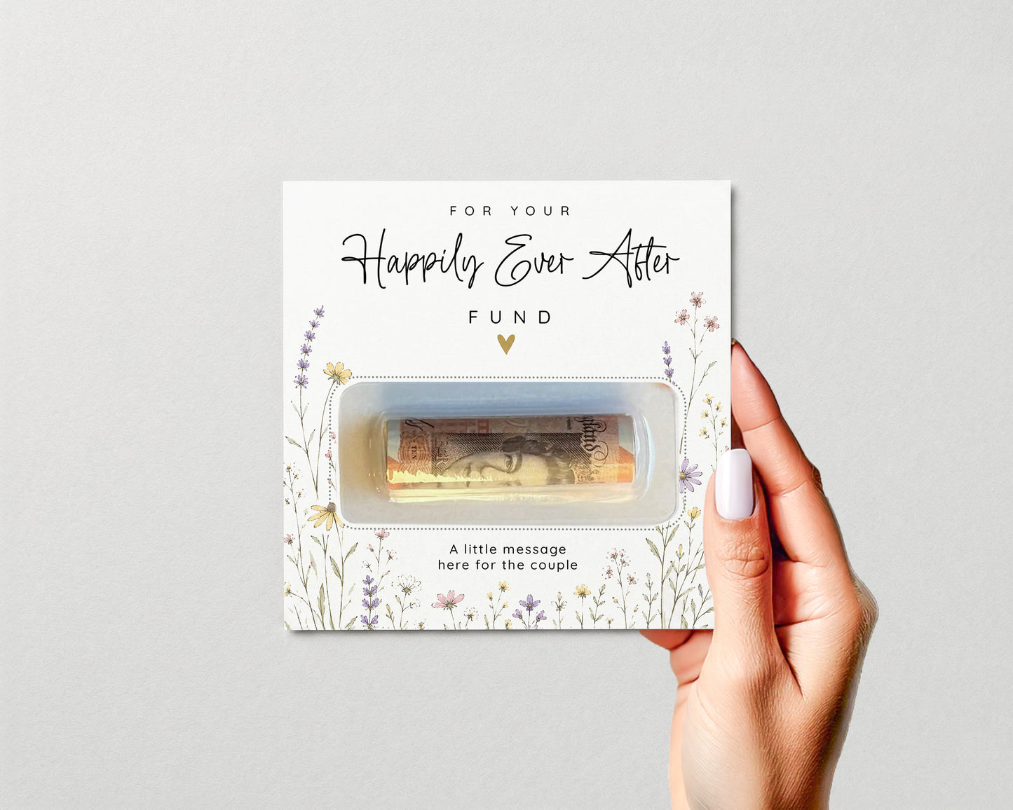 Personalised Wedding Money Holder, Wildflower Cash Gift Card, Newlywed Honeymoon Fund, Couple Keepsake