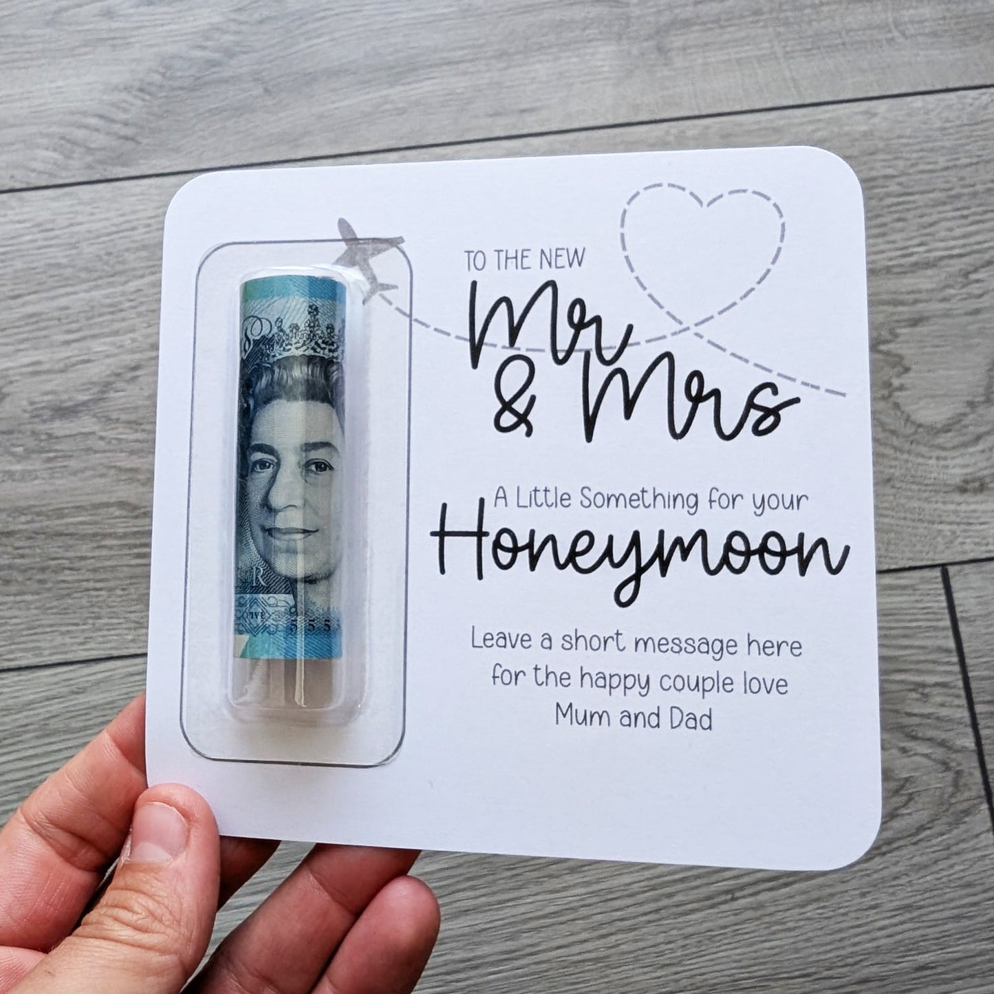 Personalised Mr & Mrs Honeymoon Money Gift Wallet • Wedding Keepsake Envelope
