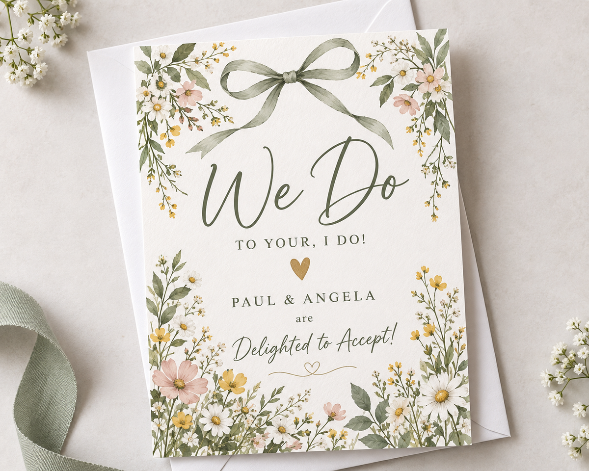 Personalised Wedding RSVP Acceptance Card We Do To Your I Do Reply Card