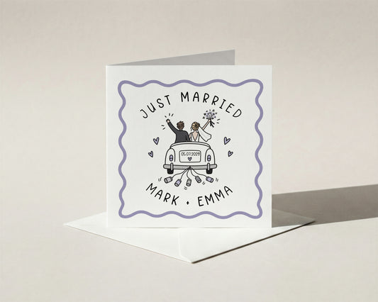 Personalised Just Married Wedding Card Couple Names Date Newlywed Bride Groom Gift