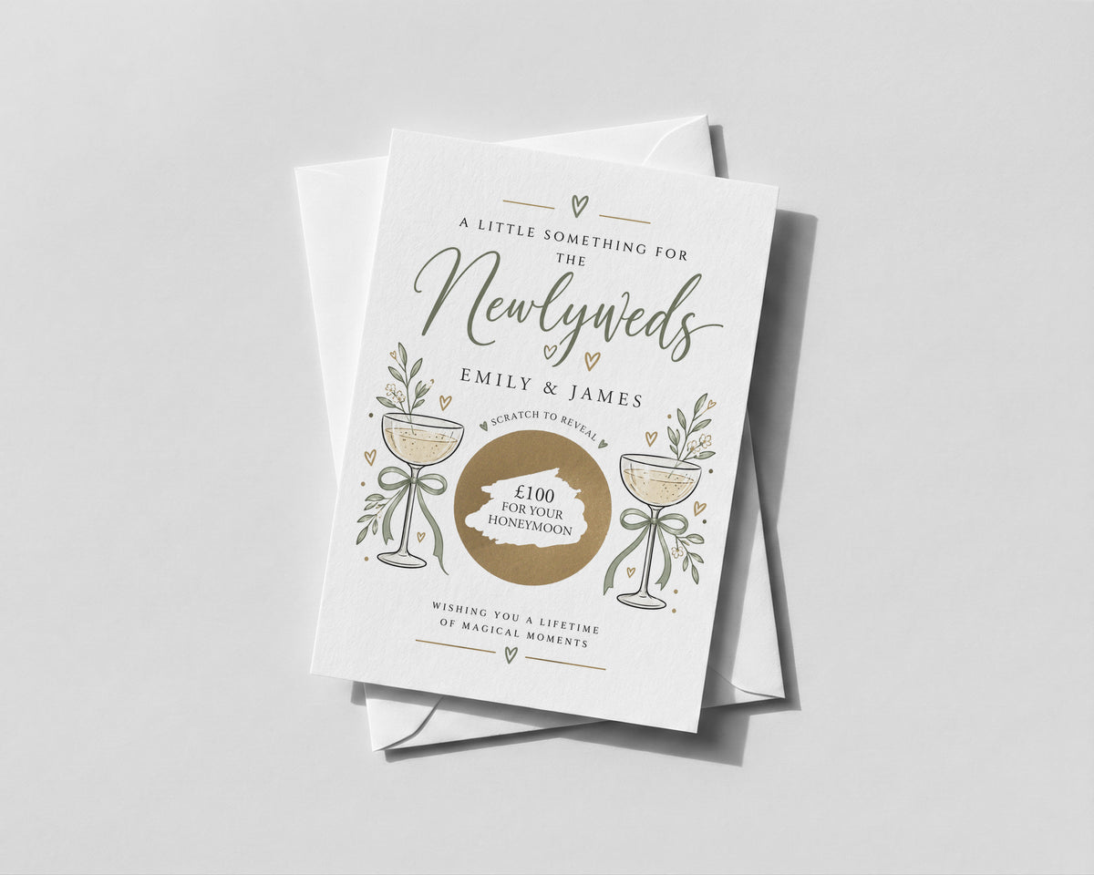 Personalised Wedding Scratch Off Card Honeymoon Fund Money Reveal Newlywed Gift