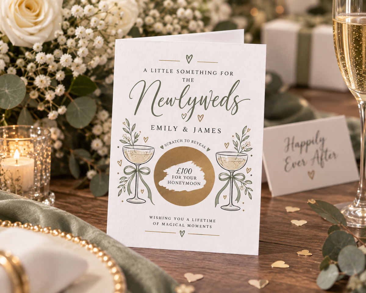 Personalised Wedding Scratch Off Card Honeymoon Fund Money Reveal Newlywed Gift
