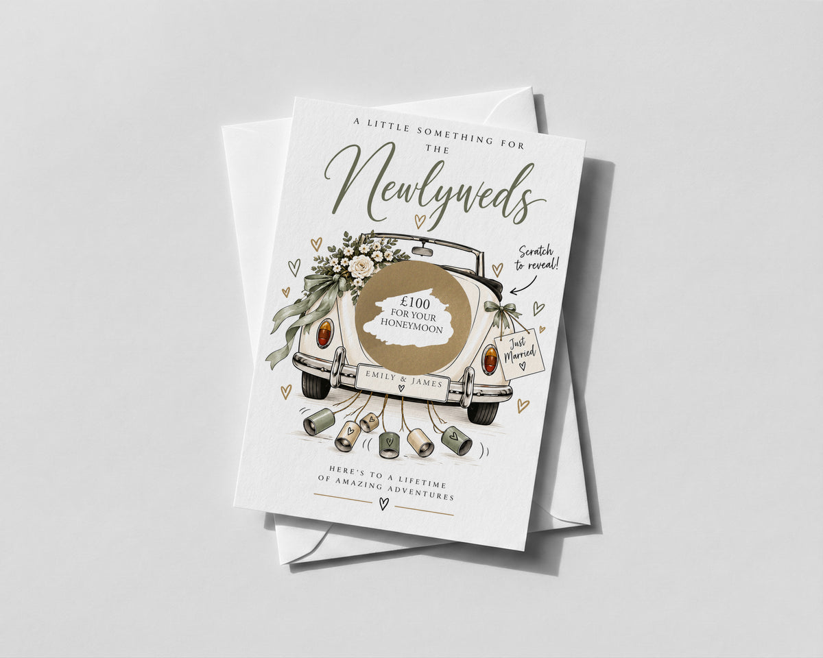 Personalised Wedding Scratch Off Card Honeymoon Money Gift Newlywed Reveal Card