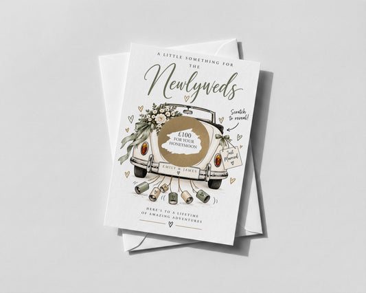 Personalised Wedding Scratch Off Card Honeymoon Money Gift Newlywed Reveal Card