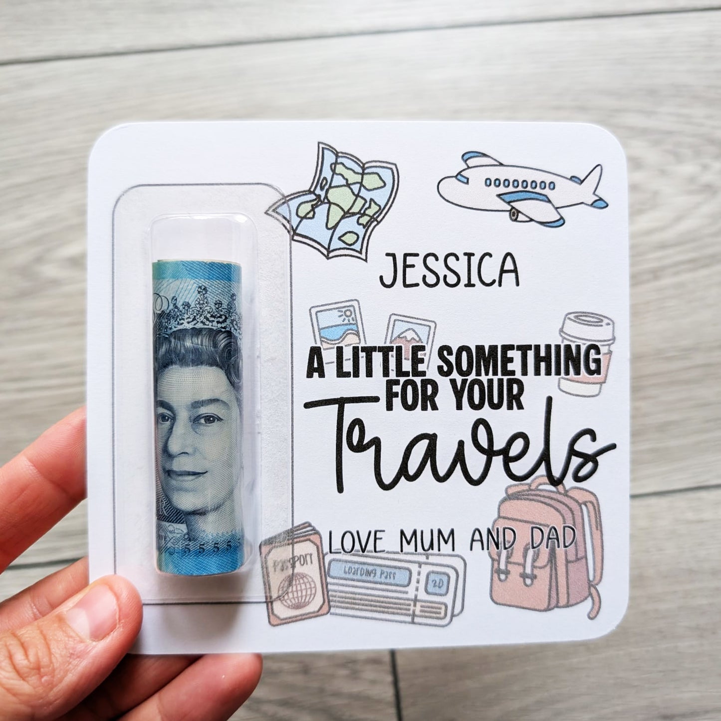 Personalised Travel Money Wallet • Birthday Card IOU • Holiday Gift Voucher