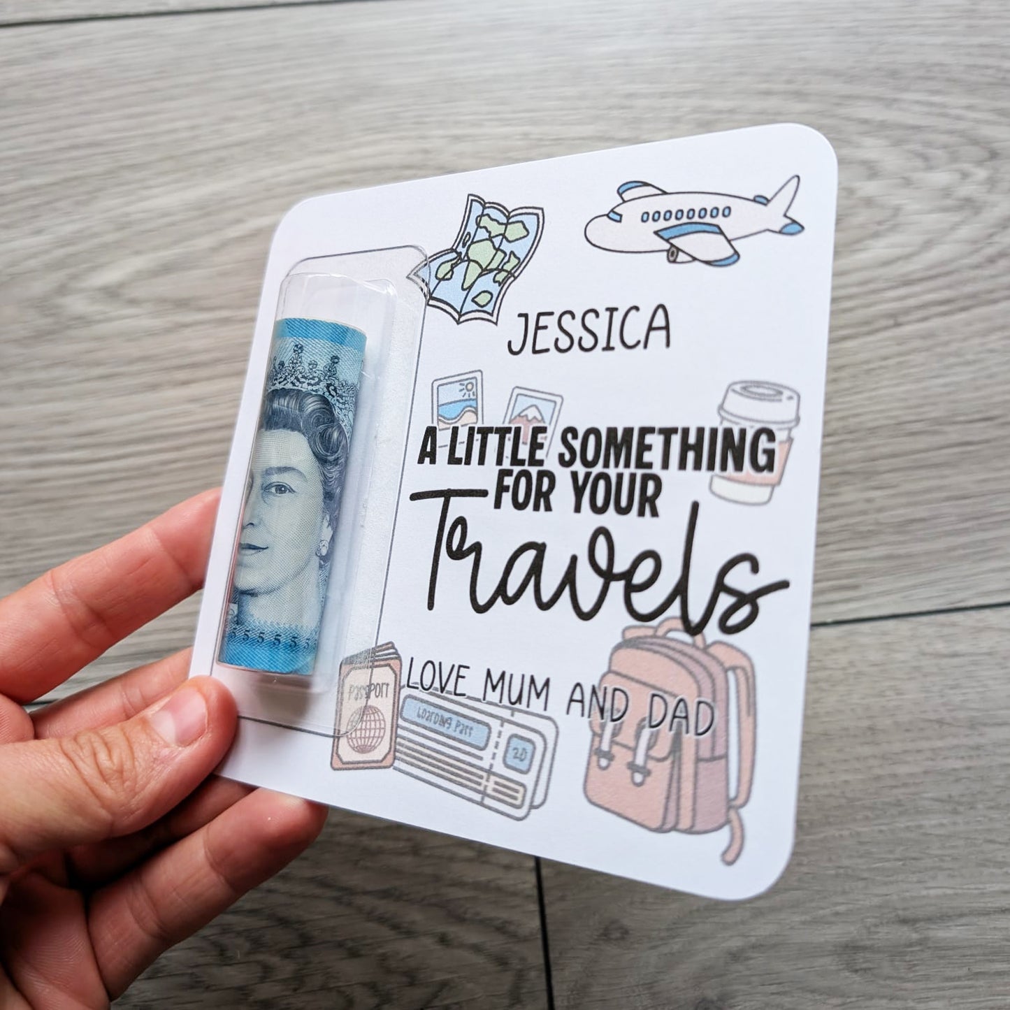 Personalised Travel Money Wallet • Birthday Card IOU • Holiday Gift Voucher