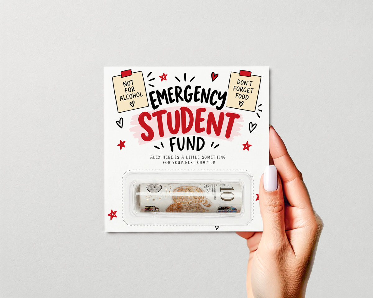 Personalised University Money Holder Emergency Student Fund Uni Fresher Cash Gift