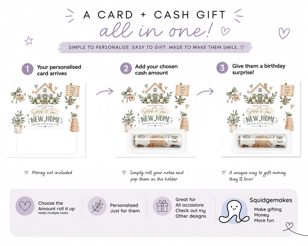Personalised New Home Money Holder Housewarming Cash Gift First Home Couple