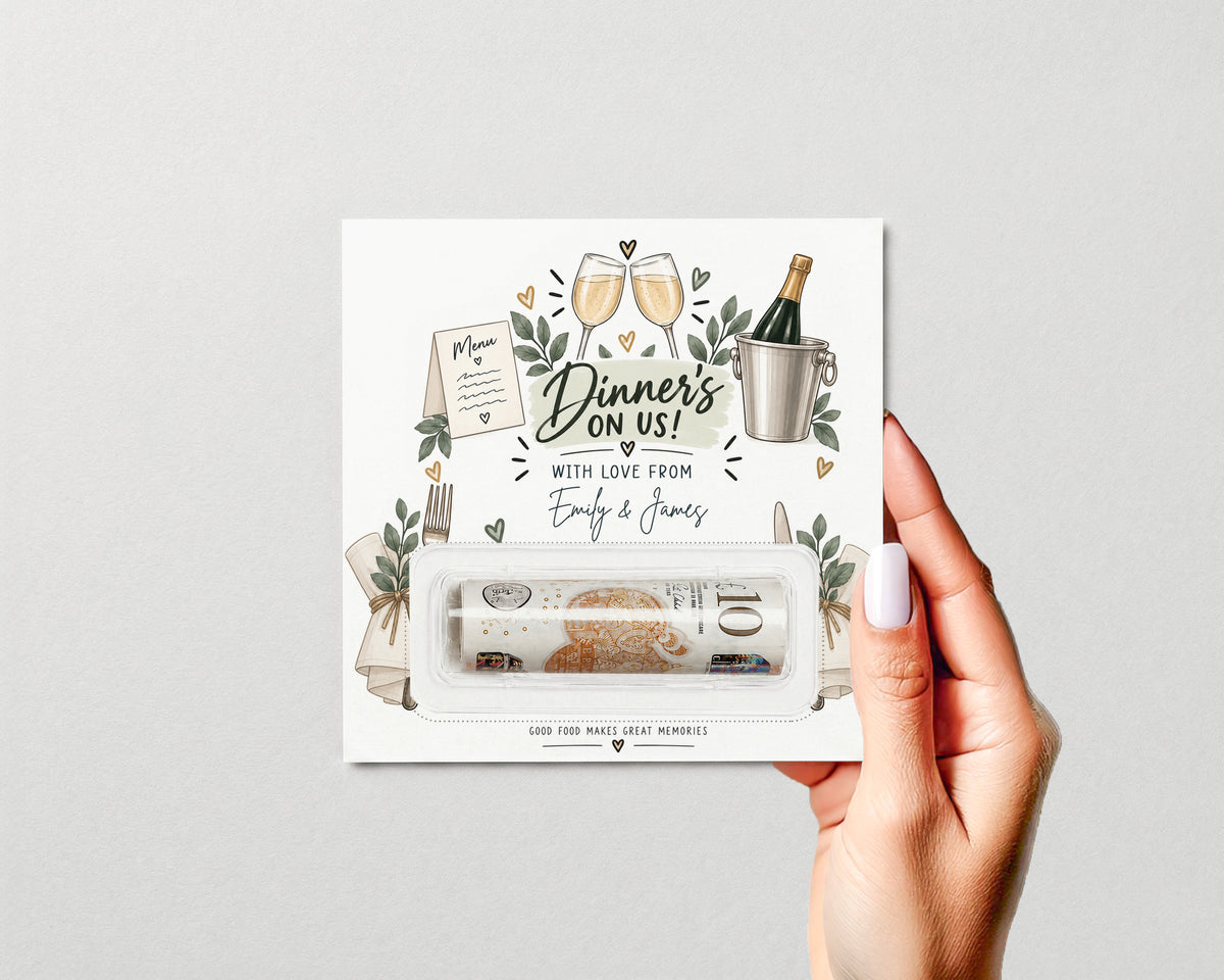 Personalised Dinner On Us Money Holder Wedding Anniversary Thank You Cash Gift
