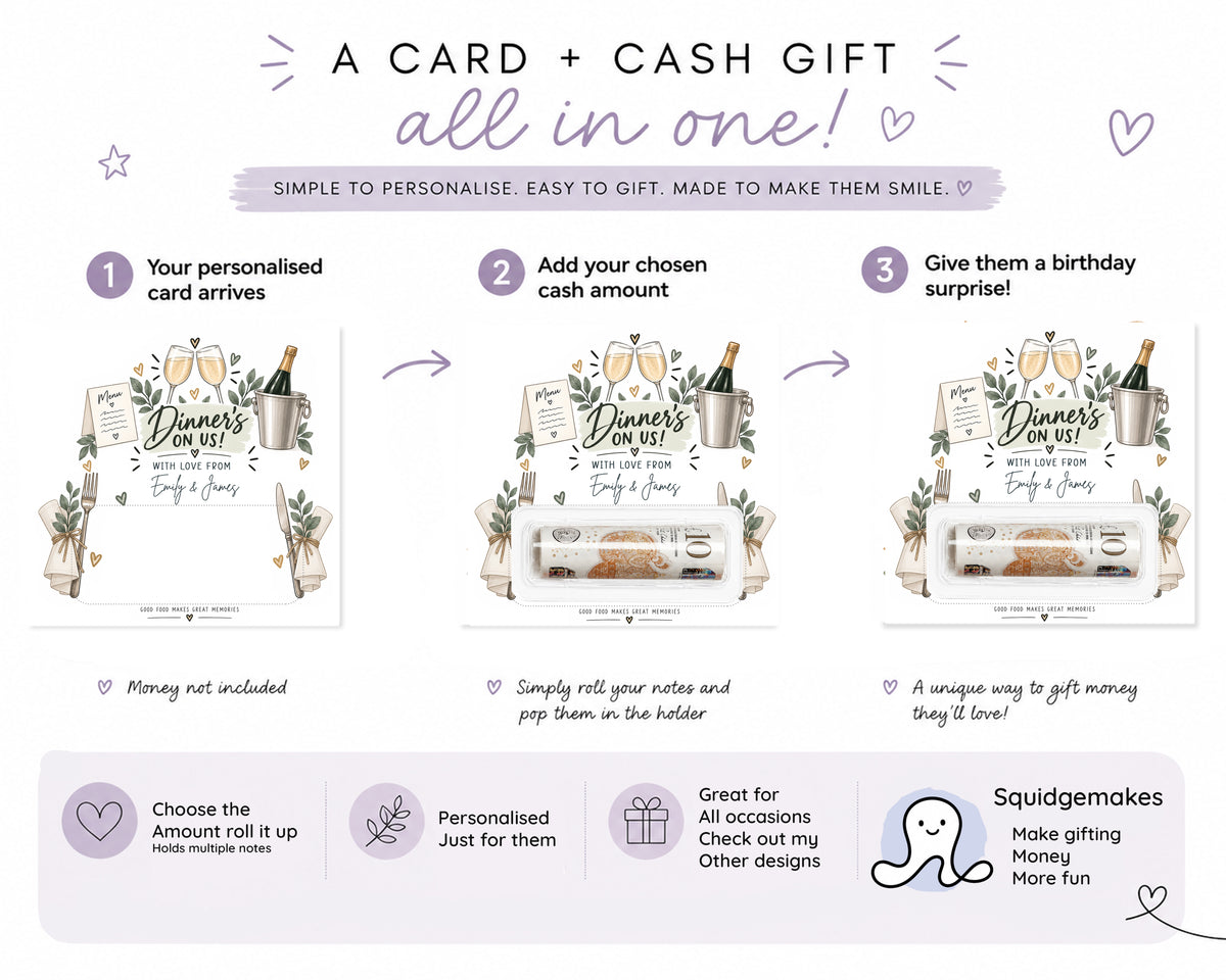 Personalised Dinner On Us Money Holder Wedding Anniversary Thank You Cash Gift