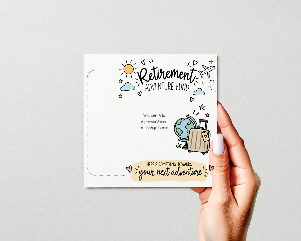 Personalised Retirement Money Wallet Card Adventure Holiday Travel Fund Gift