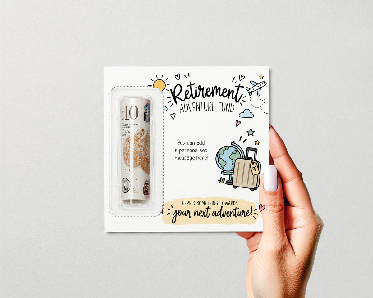 Personalised Retirement Money Wallet Card Adventure Holiday Travel Fund Gift