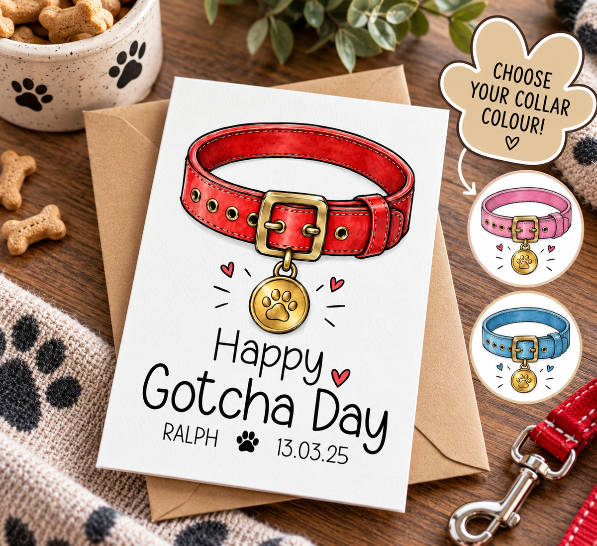 Personalised Happy Gotcha Day Card Dog Adoption Anniversary Pet Rescue Gift