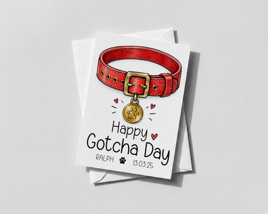 Personalised Happy Gotcha Day Card Dog Adoption Anniversary Pet Rescue Gift