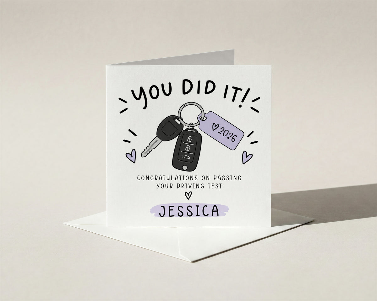 Personalised Passed Driving Test Card Congratulations New Driver Custom Name Gift