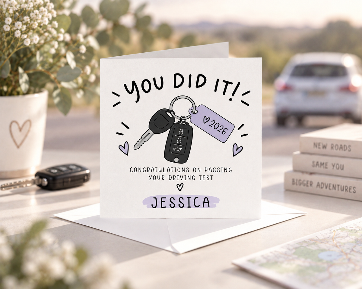 Personalised Passed Driving Test Card Congratulations New Driver Custom Name Gift
