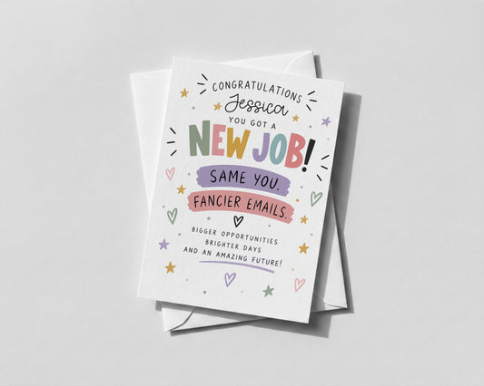 Personalised New Job Congratulations Card Funny Career Change Colleague Leaving Gift