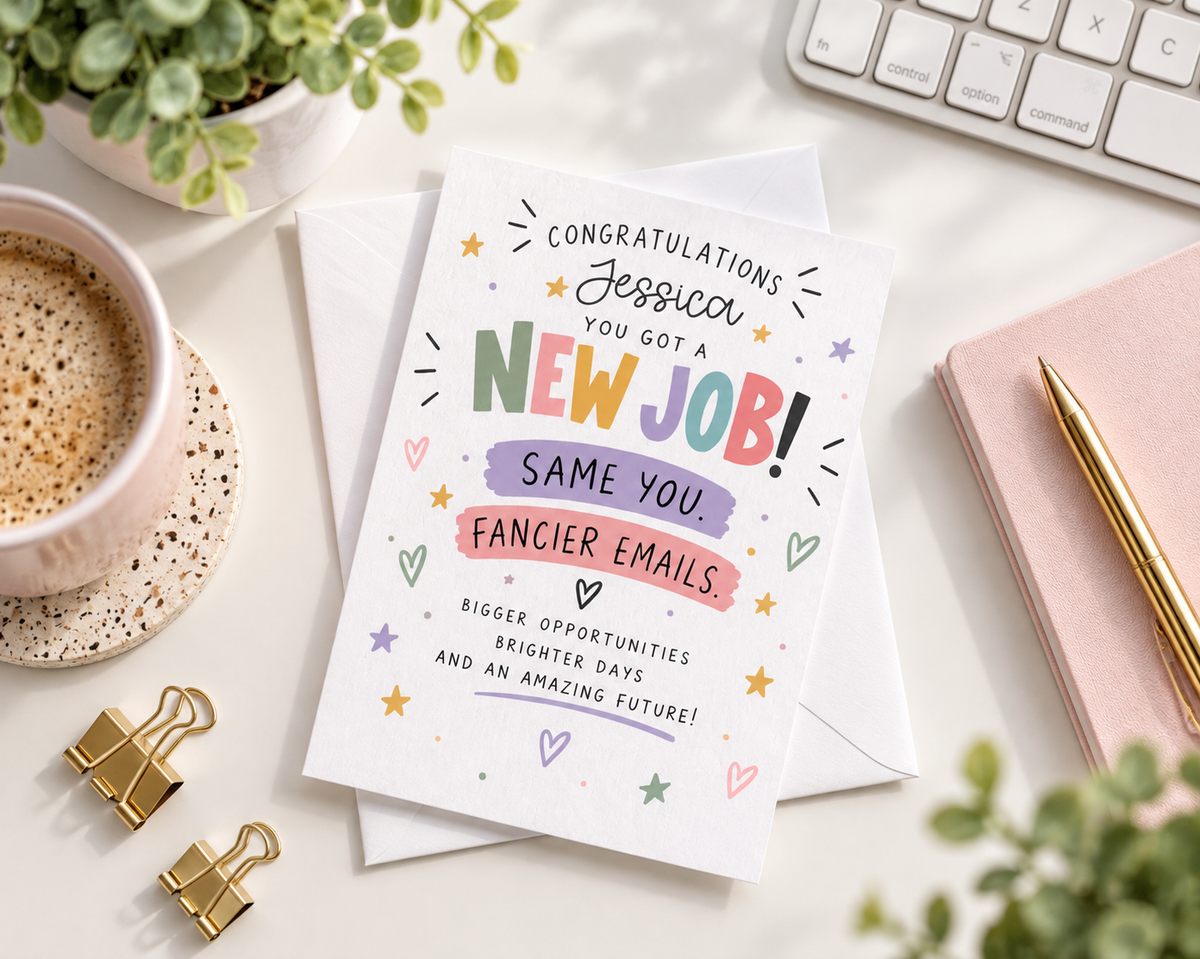 Personalised New Job Congratulations Card Funny Career Change Colleague Leaving Gift