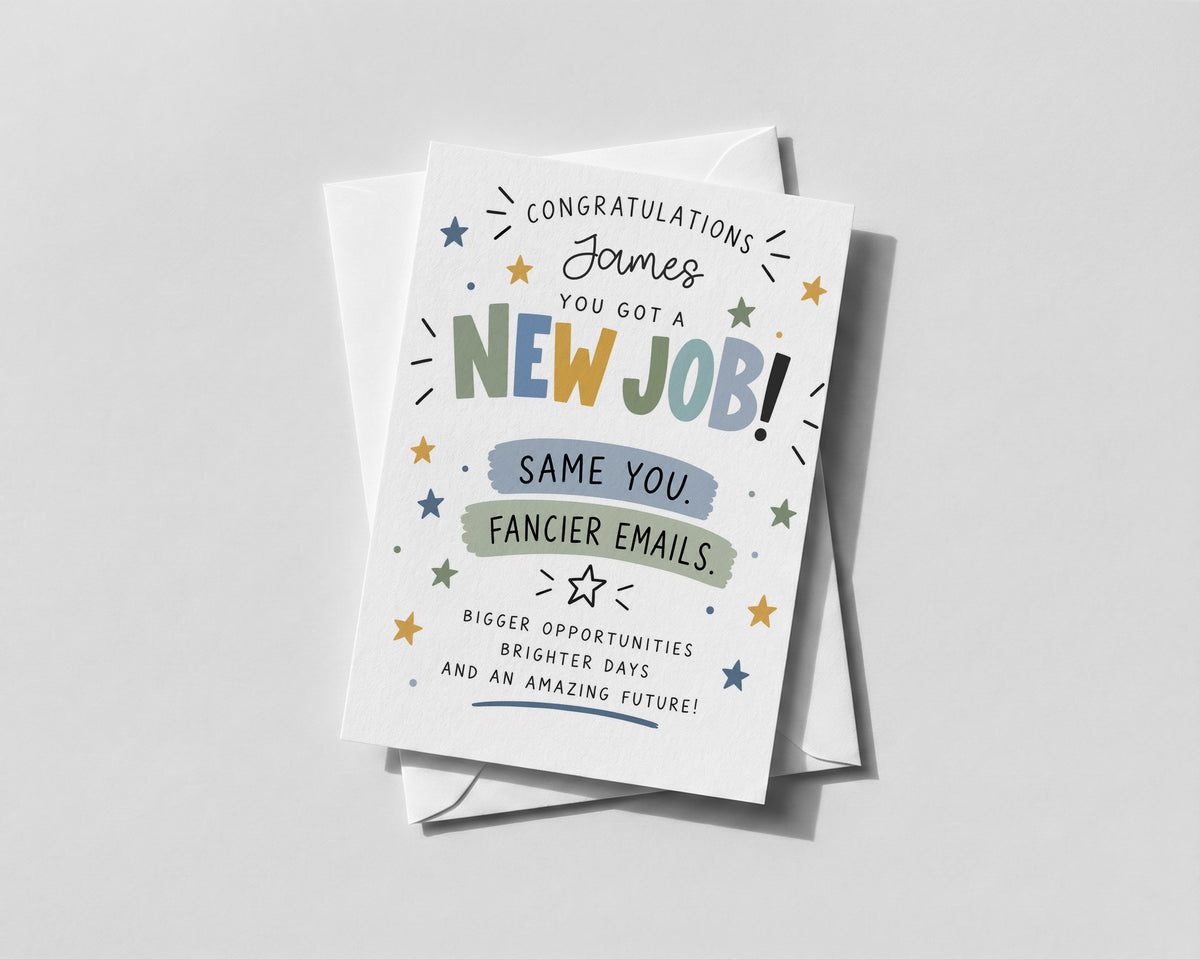 Personalised New Job Congratulations Card For Him Funny Career Change Colleague Gift