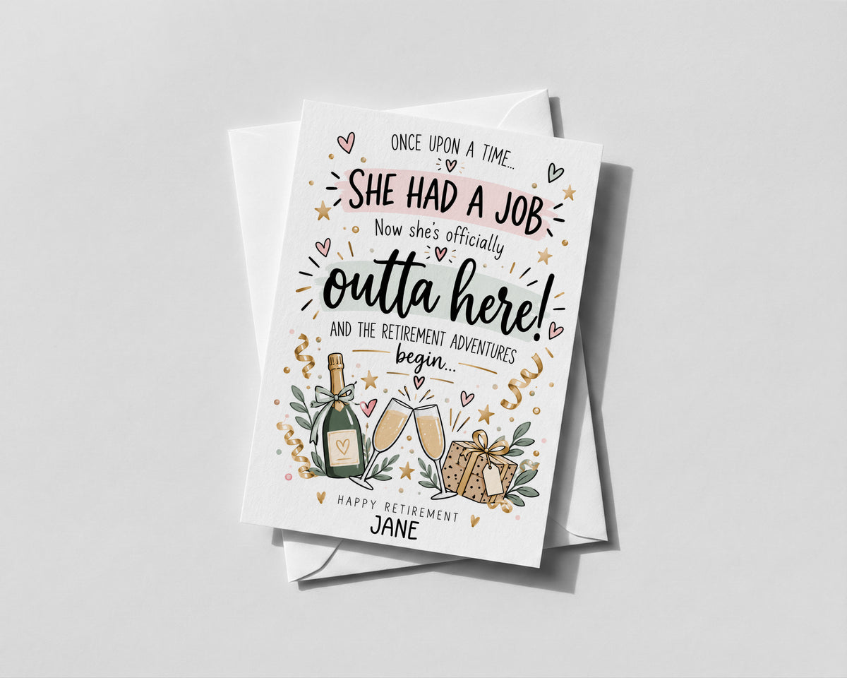 Personalised Retirement Card For Her Funny Female Colleague Leaving Work Gift