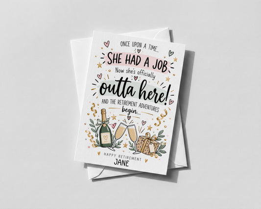 Personalised Retirement Card For Her Funny Female Colleague Leaving Work Gift