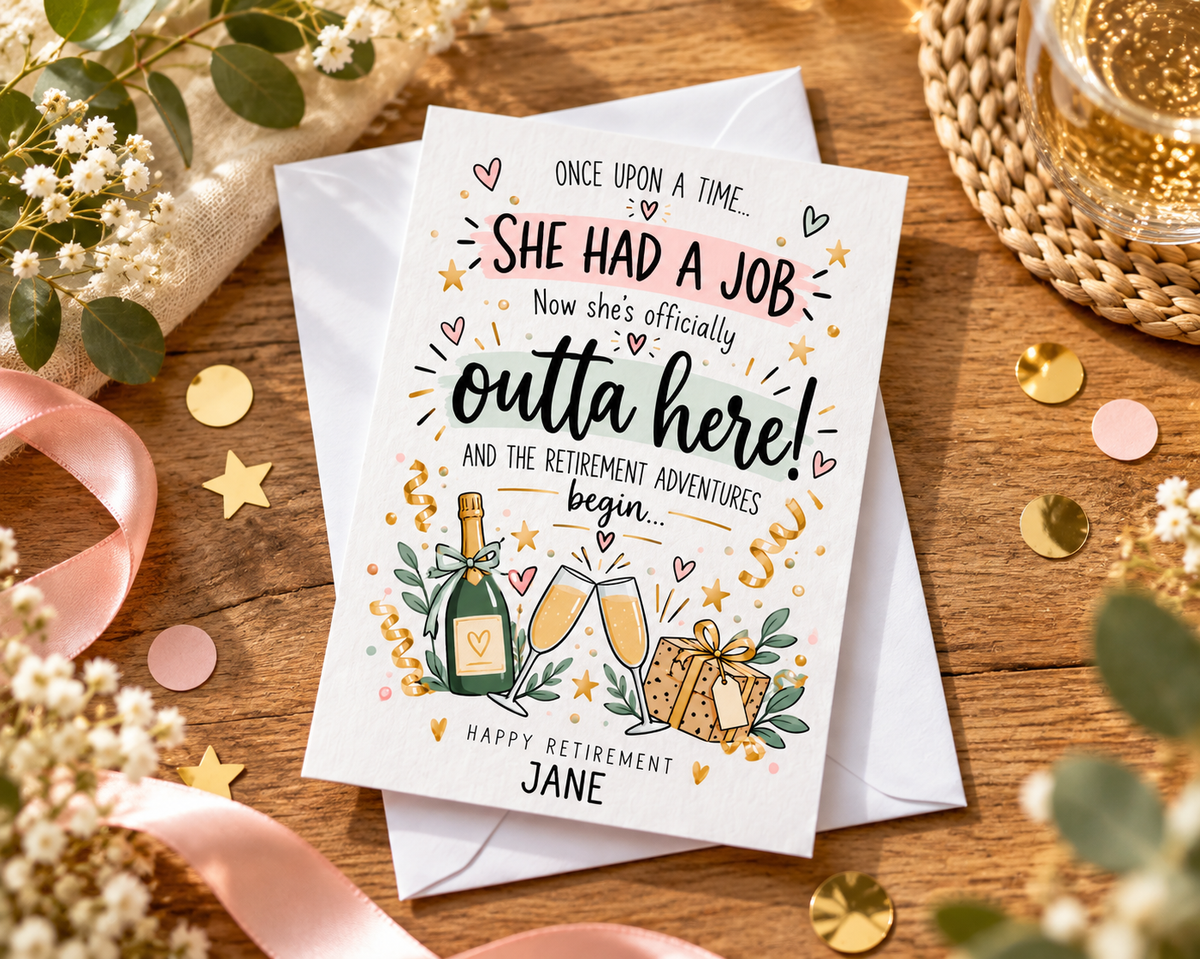 Personalised Retirement Card For Her Funny Female Colleague Leaving Work Gift
