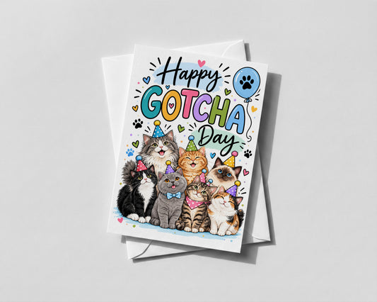 Happy Gotcha Day Cat Card Rescue Cat Adoption Anniversary New Kitten Pet Gift