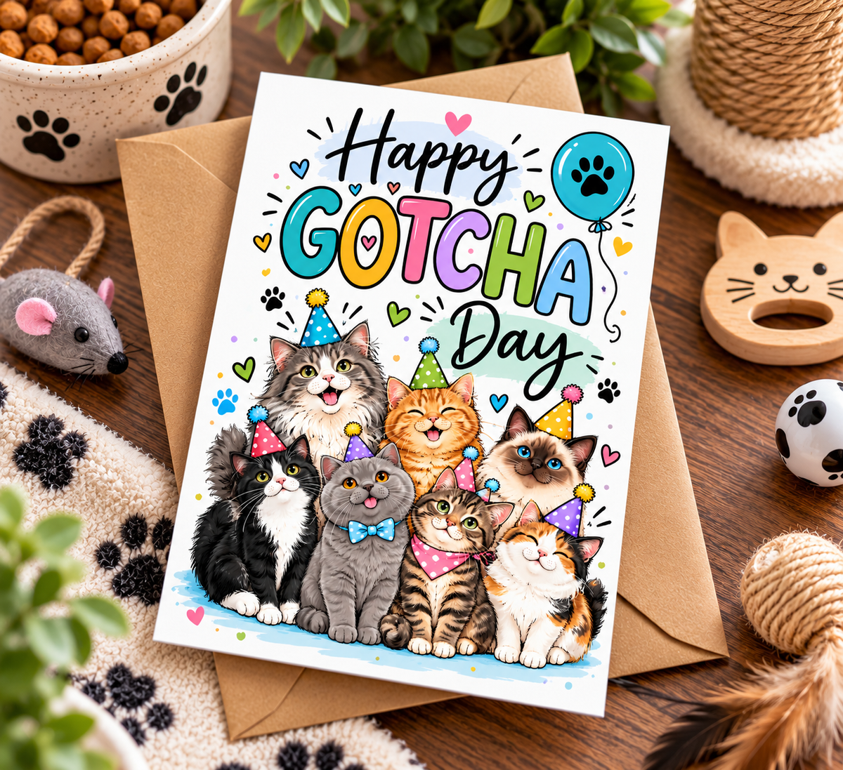 Happy Gotcha Day Cat Card Rescue Cat Adoption Anniversary New Kitten Pet Gift