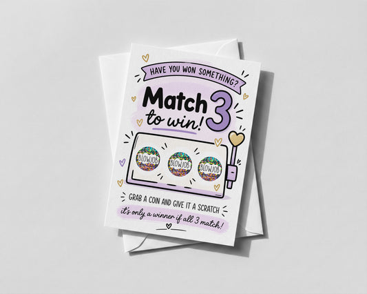 Cheeky Match 3 Scratch Off Card Funny Adult Birthday Anniversary Surprise Gift