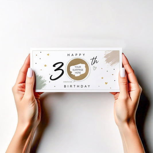 Personalised 30th Birthday Scratch Off Card, Surprise Gift Reveal , Experience Holiday Ticket Reveal