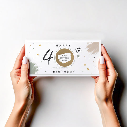 Personalised 40th Birthday Scratch Off Card, Surprise Gift Reveal , Experience Holiday Ticket Reveal