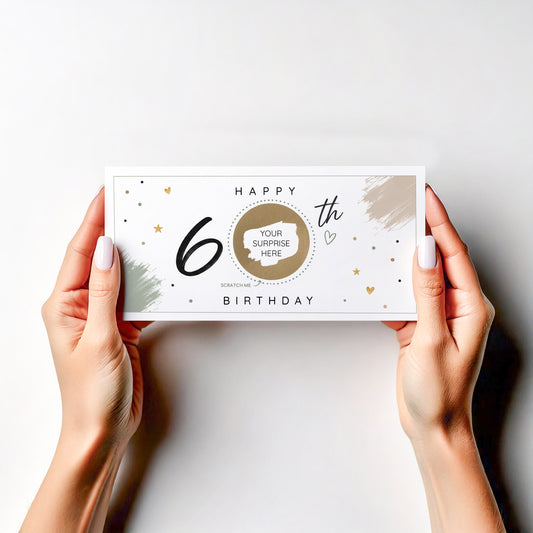Personalised 60th Birthday Scratch Off Card, Surprise Gift Reveal , Experience Holiday Ticket Reveal