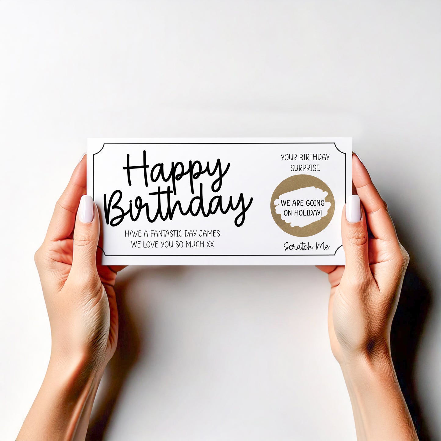 Personalised Scratch To Reveal Card Birthday Gift Surprise Voucher Ticket