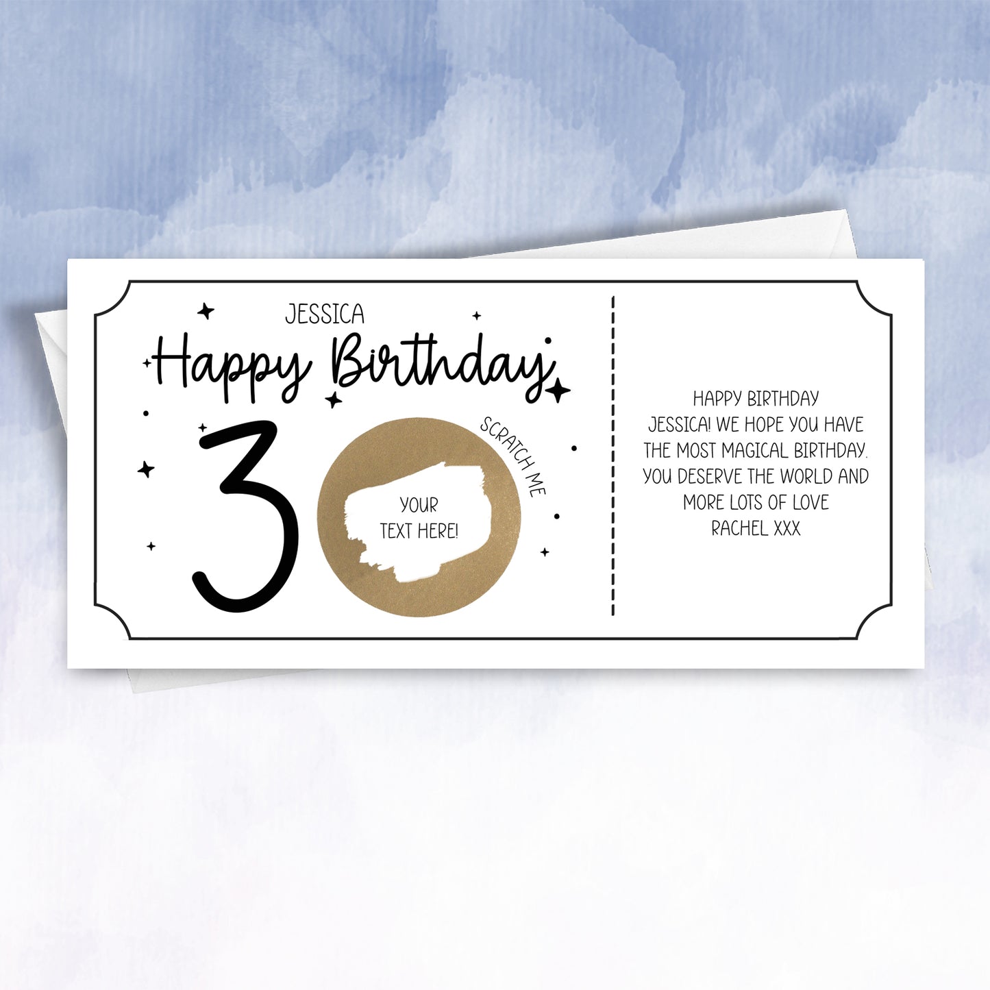Personalised Birthday Card with Scratch‑Off Surprise – Custom Age & Message Reveal