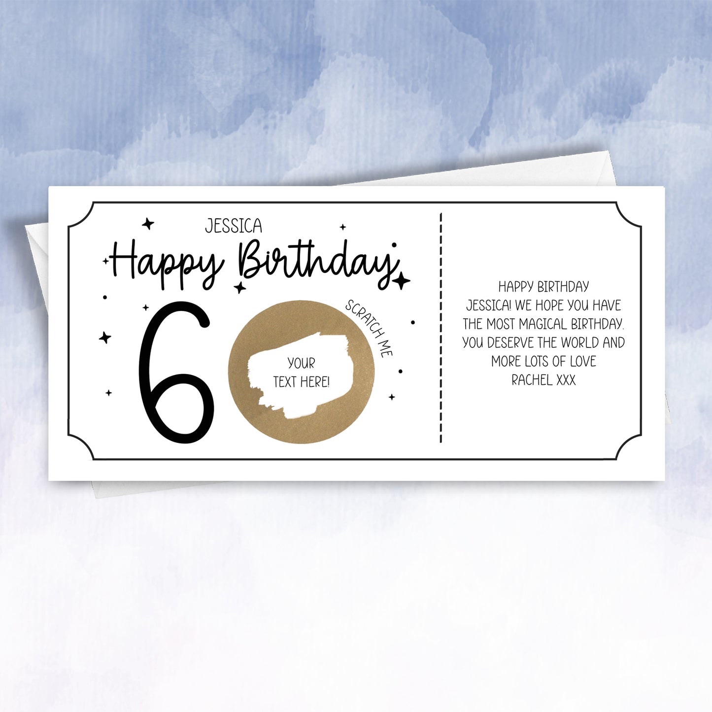 Personalised Birthday Card with Scratch‑Off Surprise – Custom Age & Message Reveal
