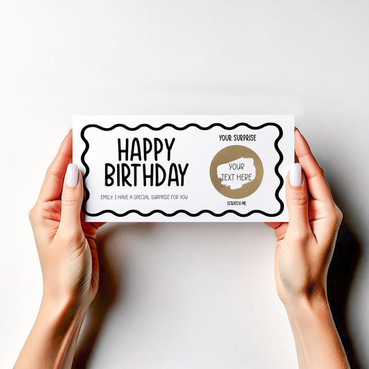 Personalised Birthday Scratch Card – Luxury Reveal Gift Ticket • Surprise Experience