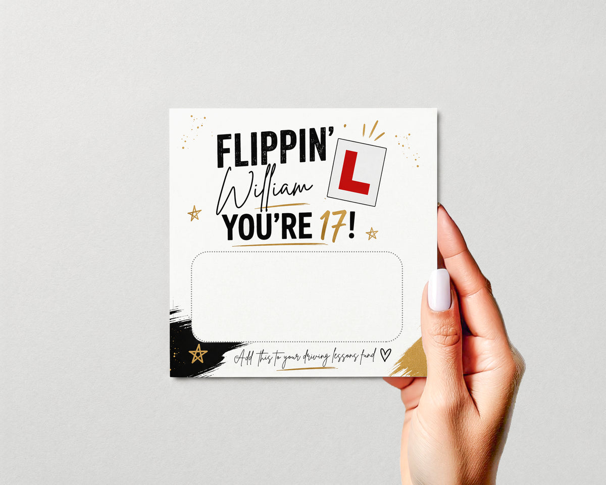 17th Birthday Money Gift Card Personalised Driving Lesson Wallet Holder Son Daughter