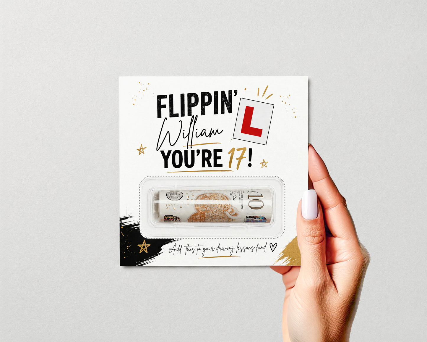 17th Birthday Money Gift Card Personalised Driving Lesson Wallet Holder Son Daughter