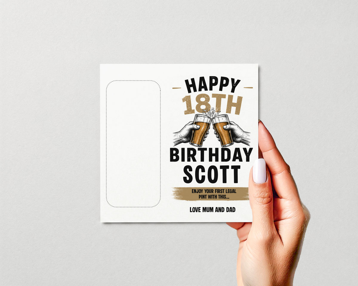 Personalised 18th Birthday Money Gift Card Beer Money Wallet | Custom Keepsake | Funny Birthday Gift
