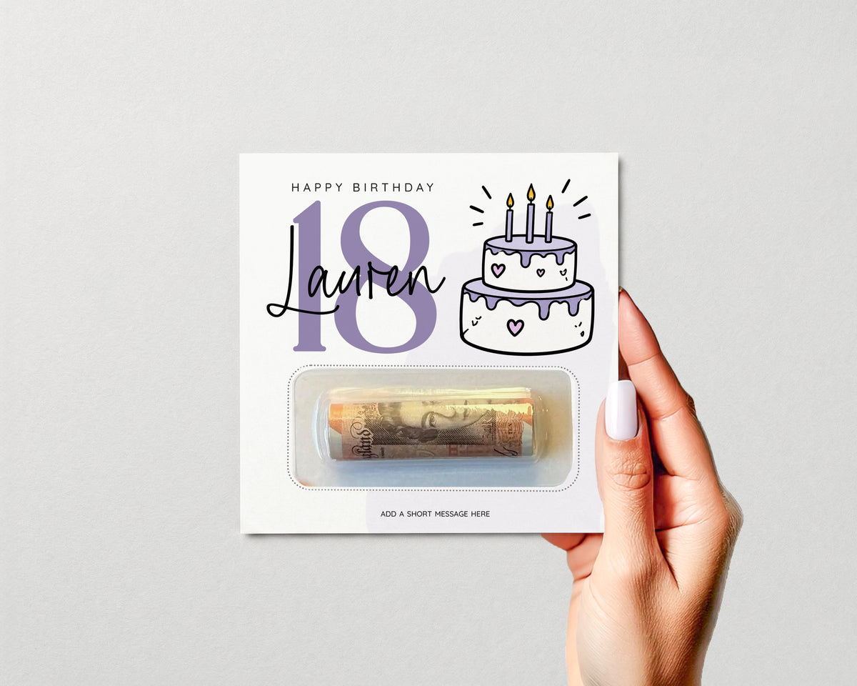 Personalised Birthday Money Holder, Any Age Cash Gift Card, Choose Your Design, Men Women Kids