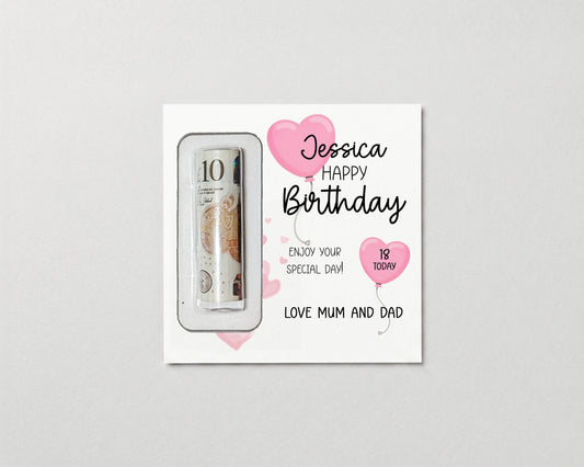 Personalised Birthday Money Holder • Milestone Ages Gift • Keepsake Card