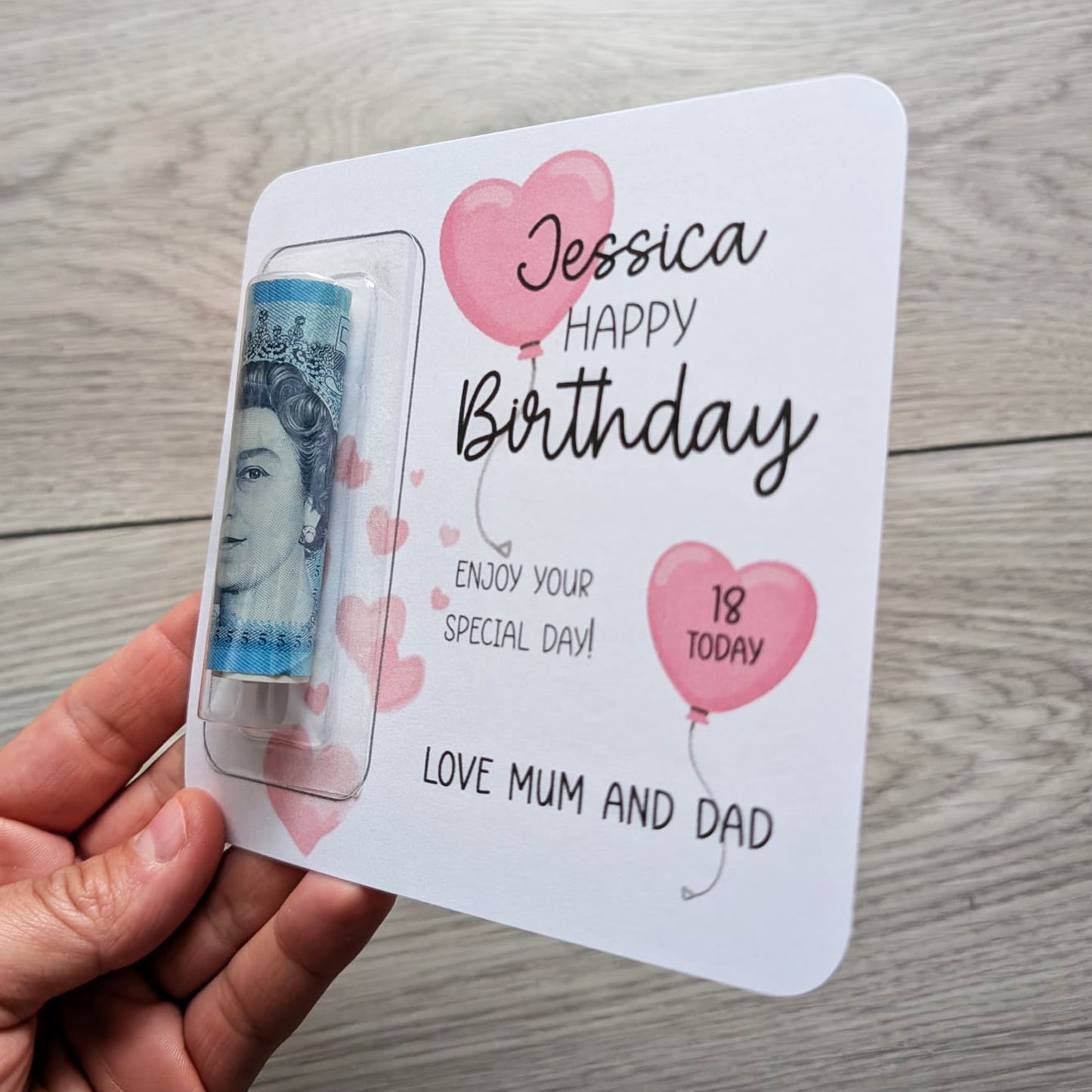 Personalised Birthday Money Holder • Milestone Ages Gift • Keepsake Card