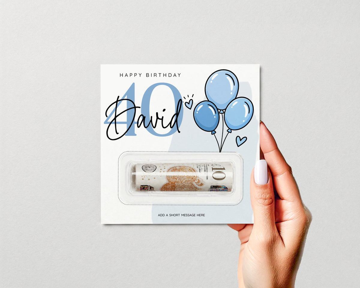 Personalised Birthday Money Holder, Any Age Cash Gift Card, Choose Your Design, Men Women Kids