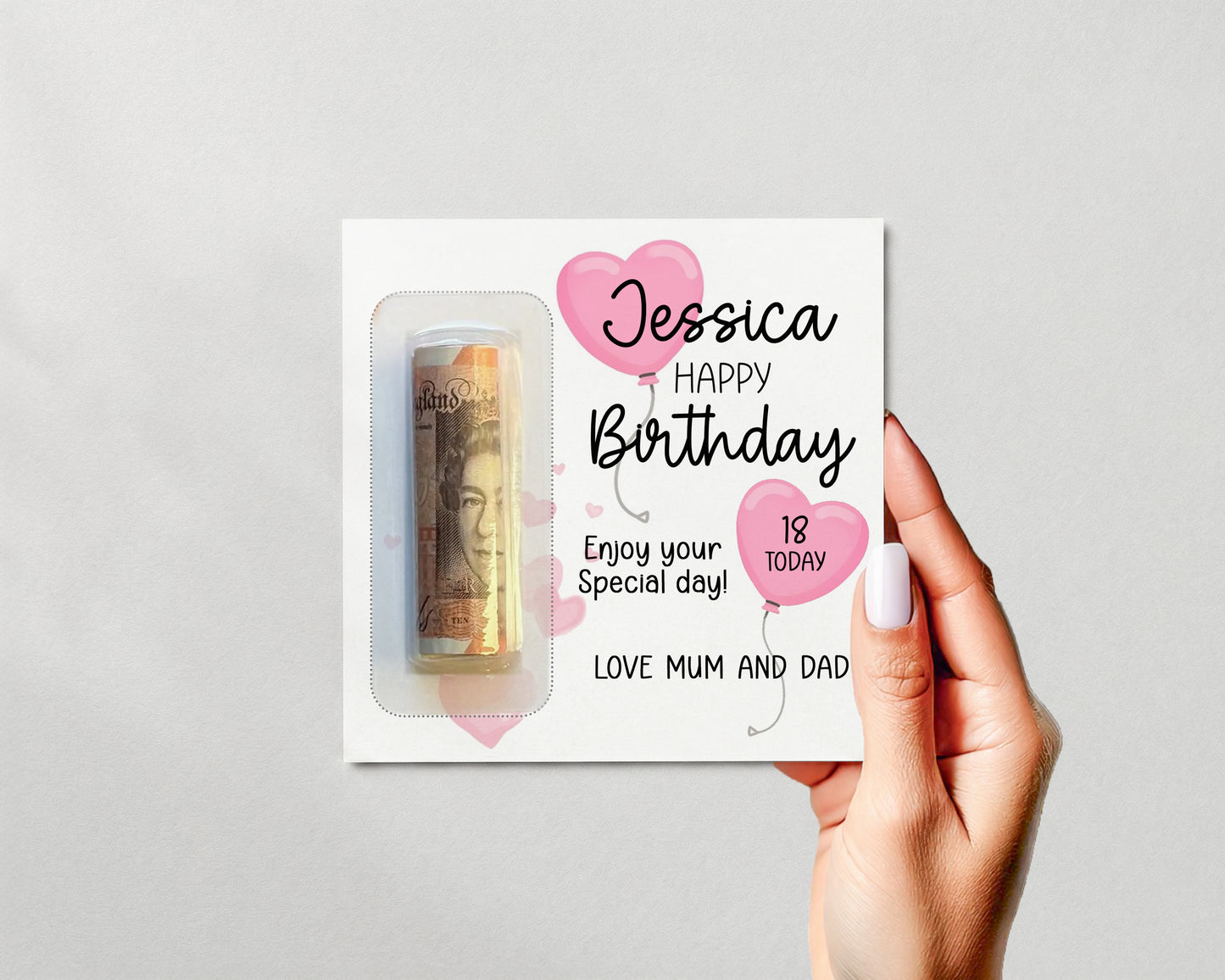 Personalised Birthday Money Gift Card, Cash Holder Card Milestone Birthday