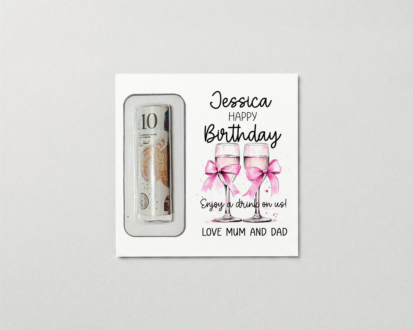 Personalised Birthday Money Gift Card Holder Cash Wallet for All Ages 18th 21st