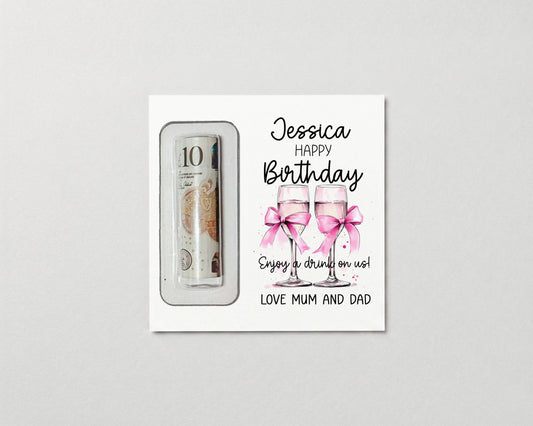 Personalised Birthday Money Gift Card Holder Cash Wallet for All Ages 18th 21st