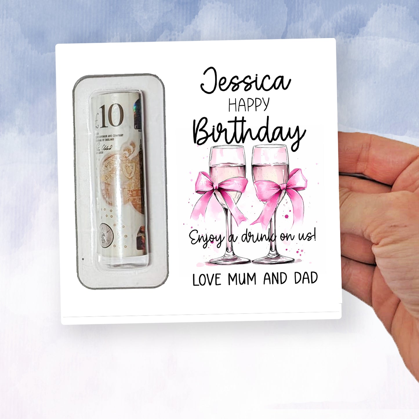 Personalised Birthday Money Gift Card Holder Cash Wallet for All Ages 18th 21st